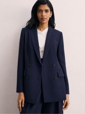 The Fold London - Clever Crepe Almeida Jacket - Navy